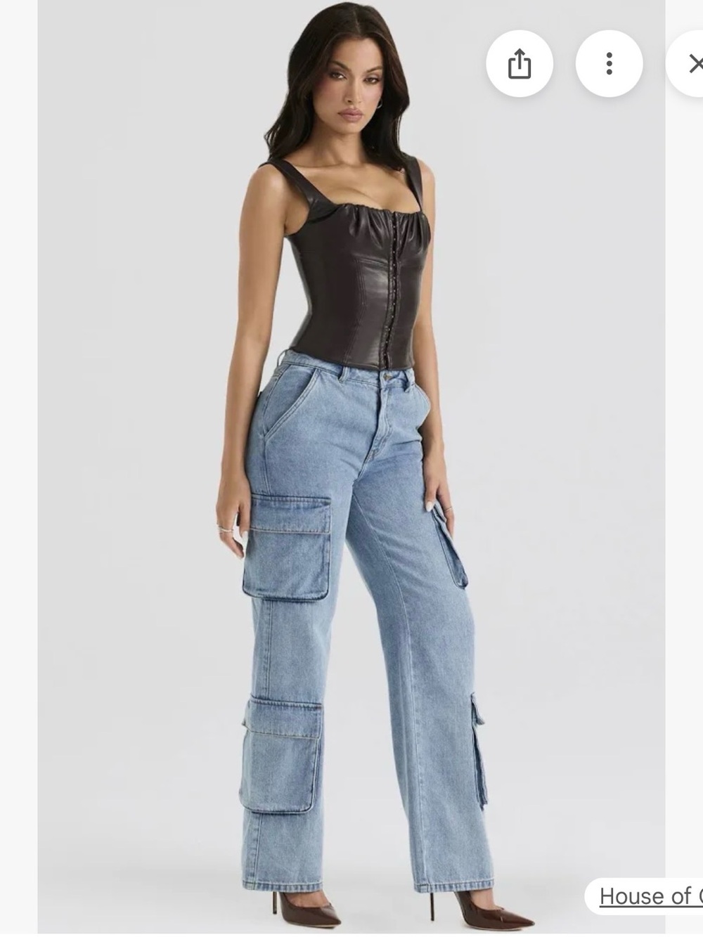 House of CB Light Blue Cargo Straight-Leg Jeans